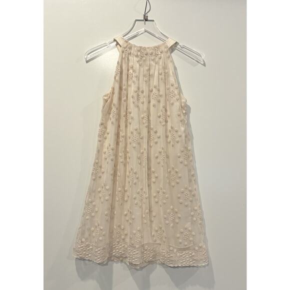 BCBGMaxAzria Ivory Embroidered Lace Overlay Shift Dress Womens Size XS (202) - Picture 2 of 5